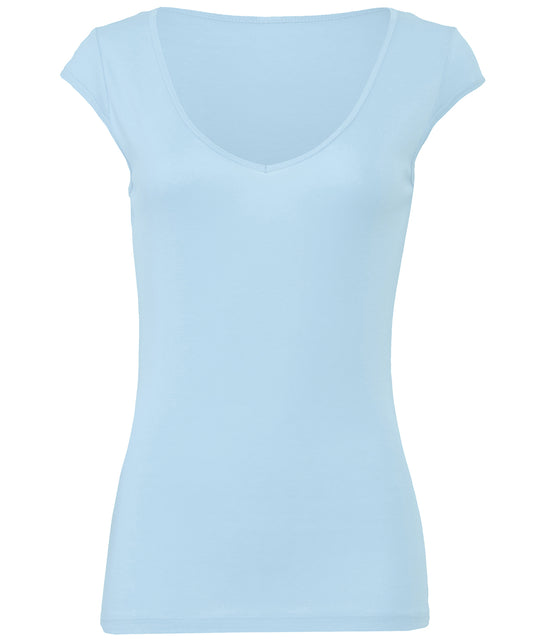 Bella Canvas Sheer Mini Rib V-neck T-shirt