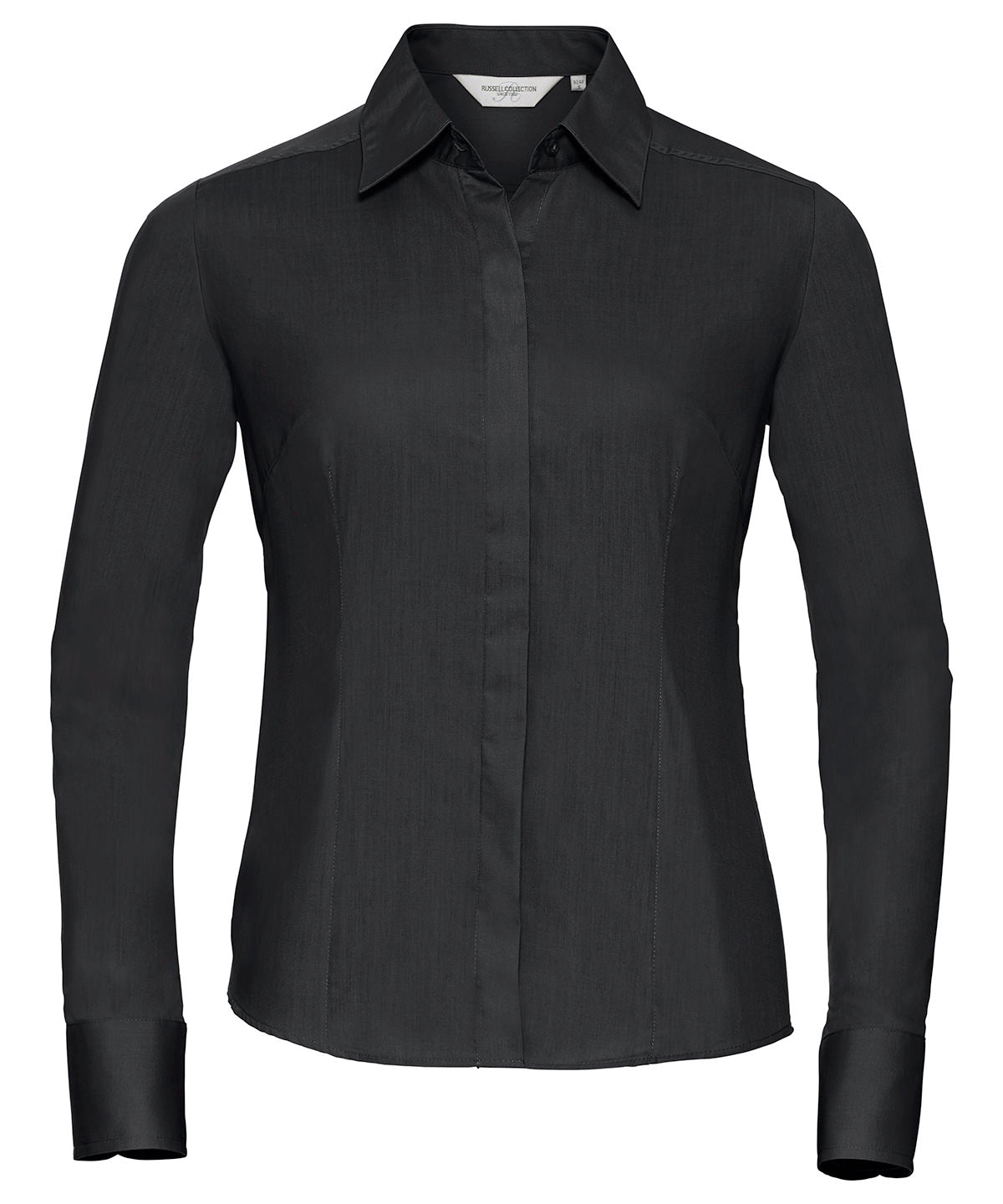 Russell Collection Women's Long Sleeve Polycotton Easycare Fitted Poplin Shirt