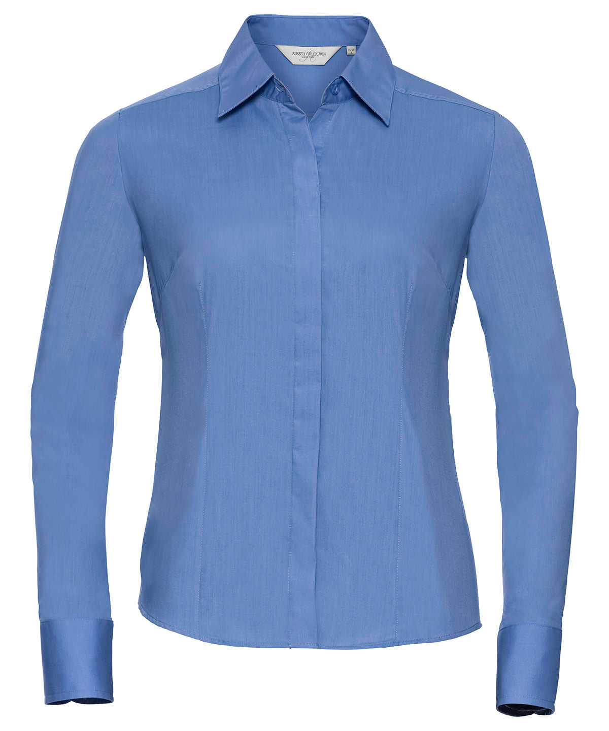 Russell Collection Women's Long Sleeve Polycotton Easycare Fitted Poplin Shirt