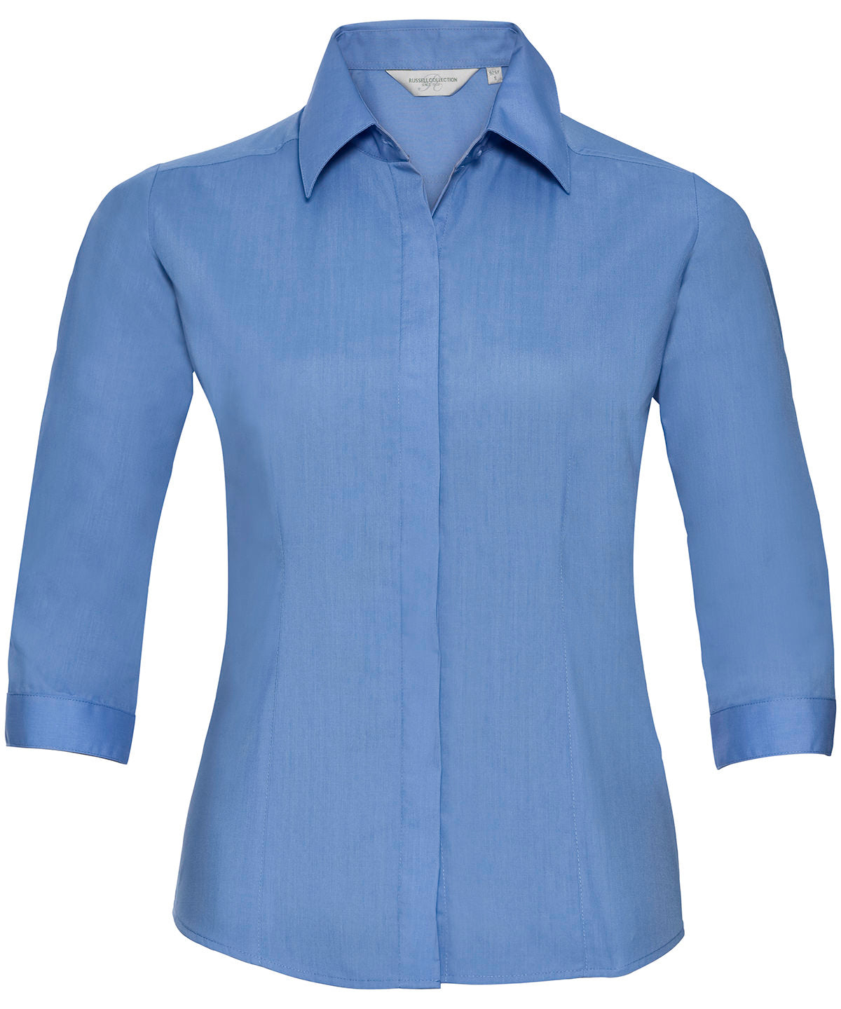 Russell Collection Women's ¾ Sleeve Polycotton Easycare Fitted Poplin Shirt