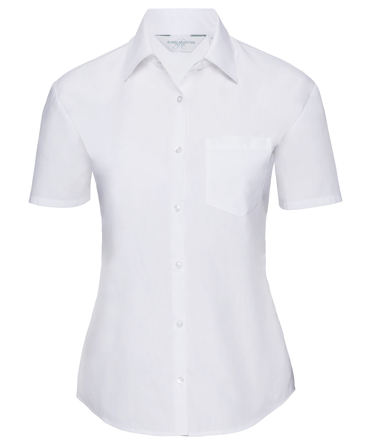 Russell Collection Women's Short Sleeve Polycotton Easycare Poplin Shirt