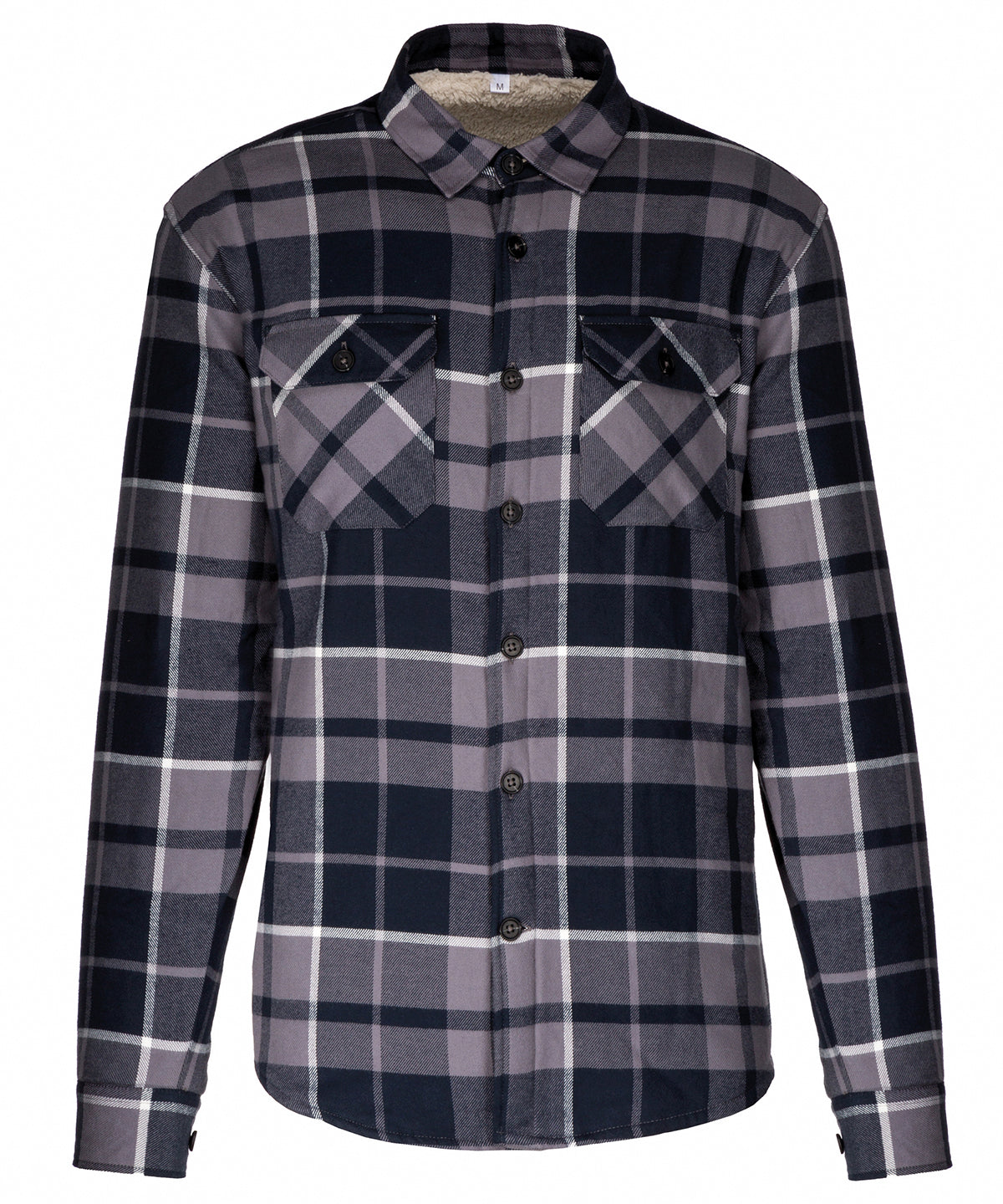 Kariban Sherpa-lined Checked Shirt Jacket