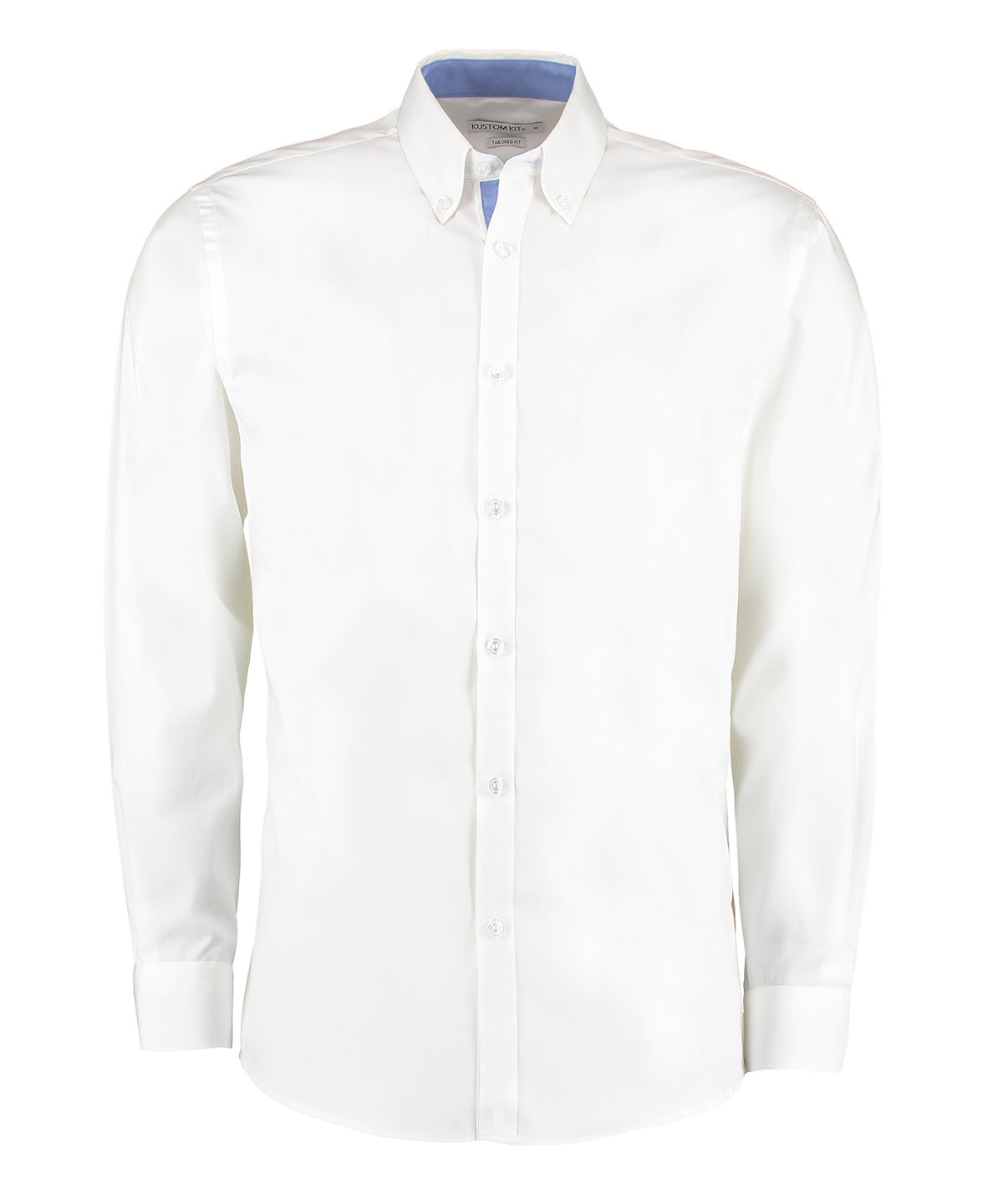 Kustom Kit Contrast Premium Oxford Shirt (button-down Collar) Long-sleeved (tailored Fit)