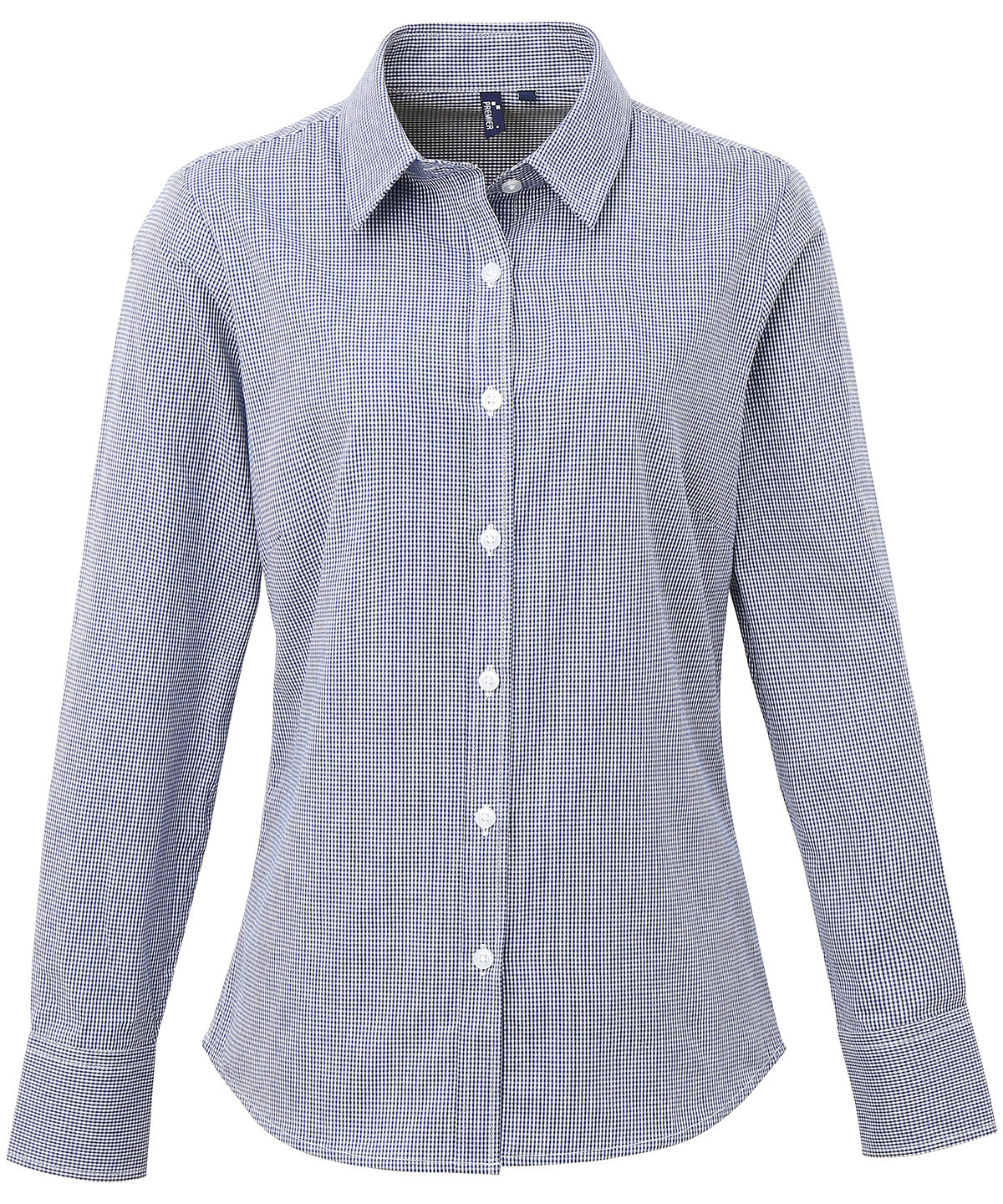 Premier Women's Microcheck (Gingham) Long Sleeve Cotton Shirt