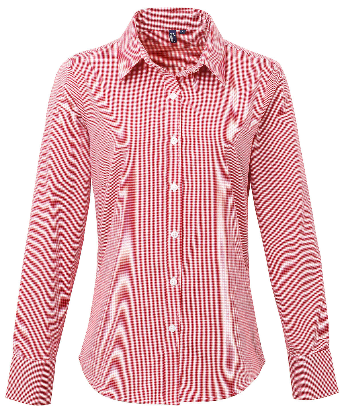 Premier Women's Microcheck (Gingham) Long Sleeve Cotton Shirt