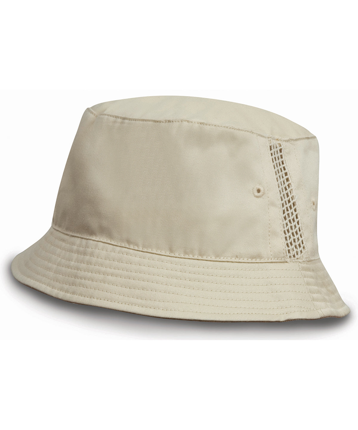 Result Headwear Deluxe Washed Cotton Bucket Hat With Side Mesh Panels