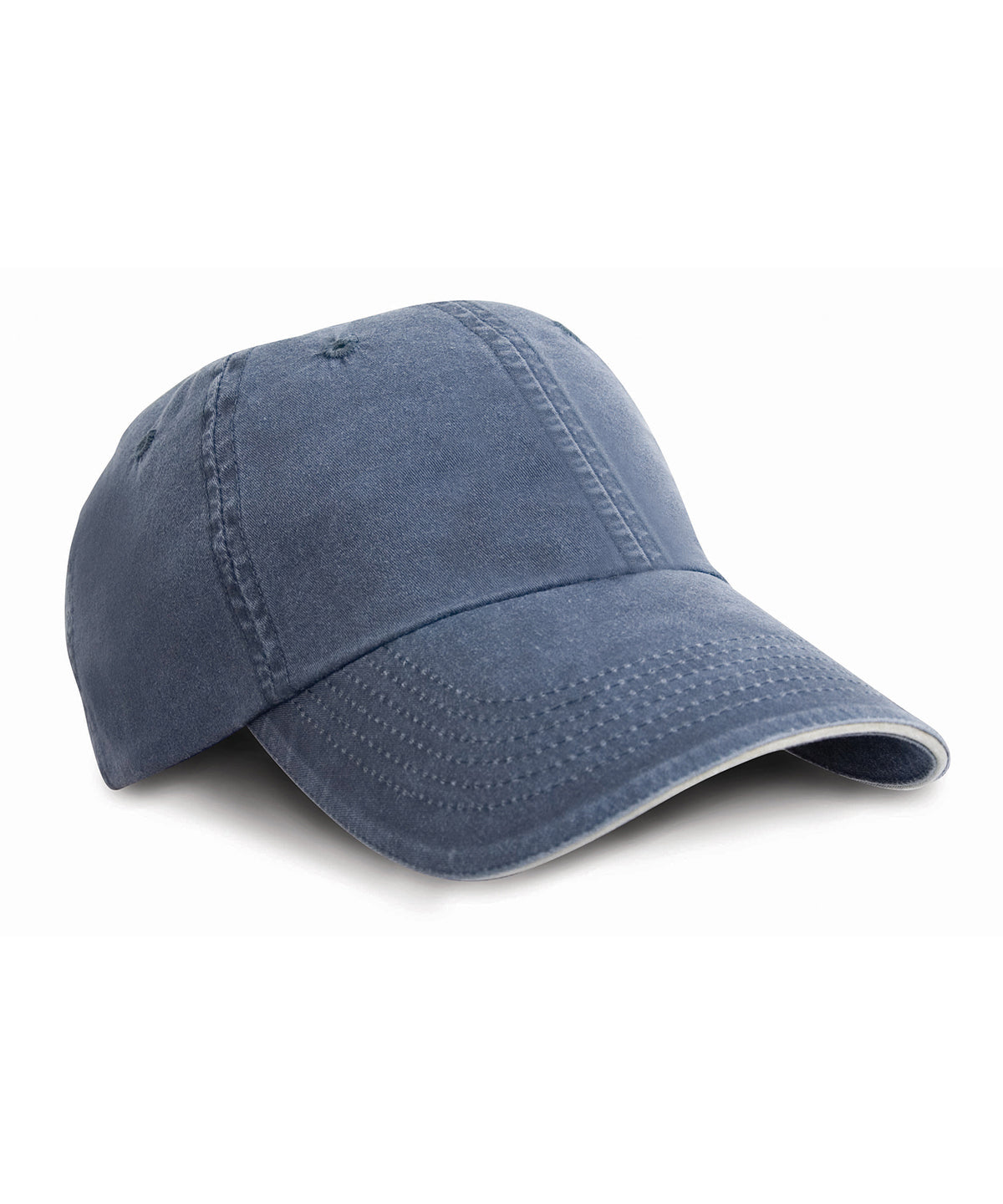 Result Headwear Washed Fine Line Cotton Cap With Sandwich Peak