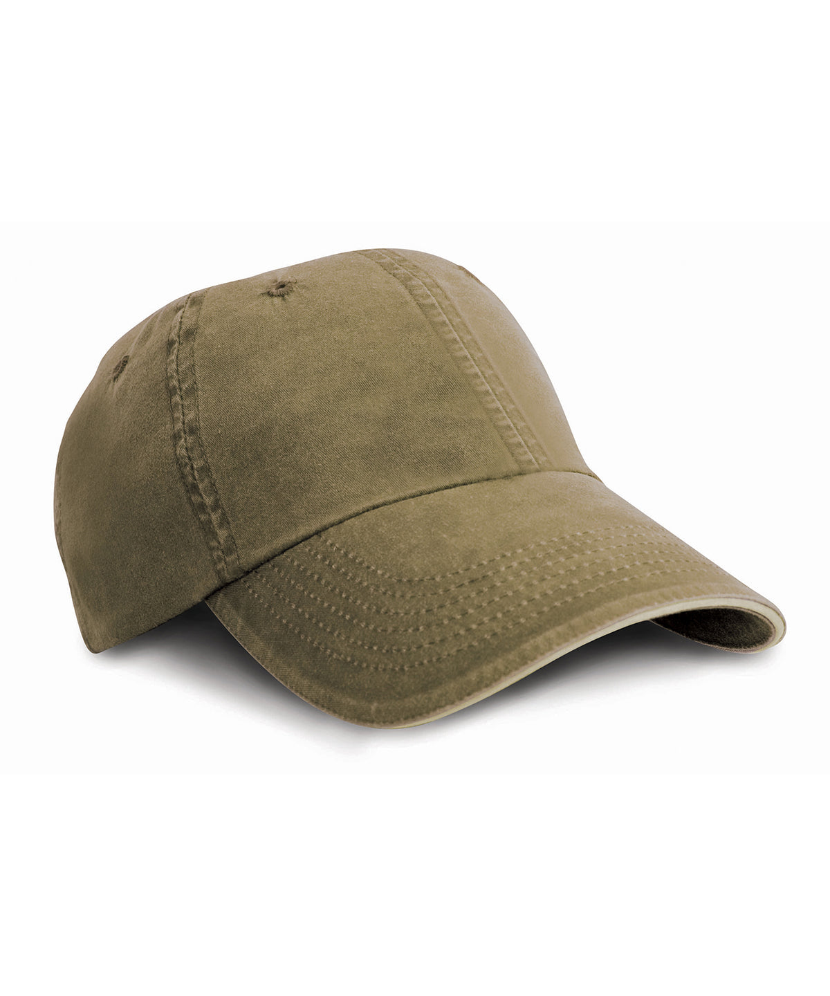 Result Headwear Washed Fine Line Cotton Cap With Sandwich Peak