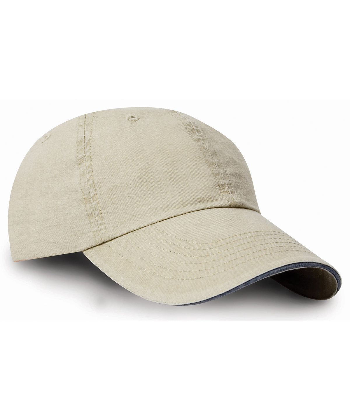 Result Headwear Washed Fine Line Cotton Cap With Sandwich Peak