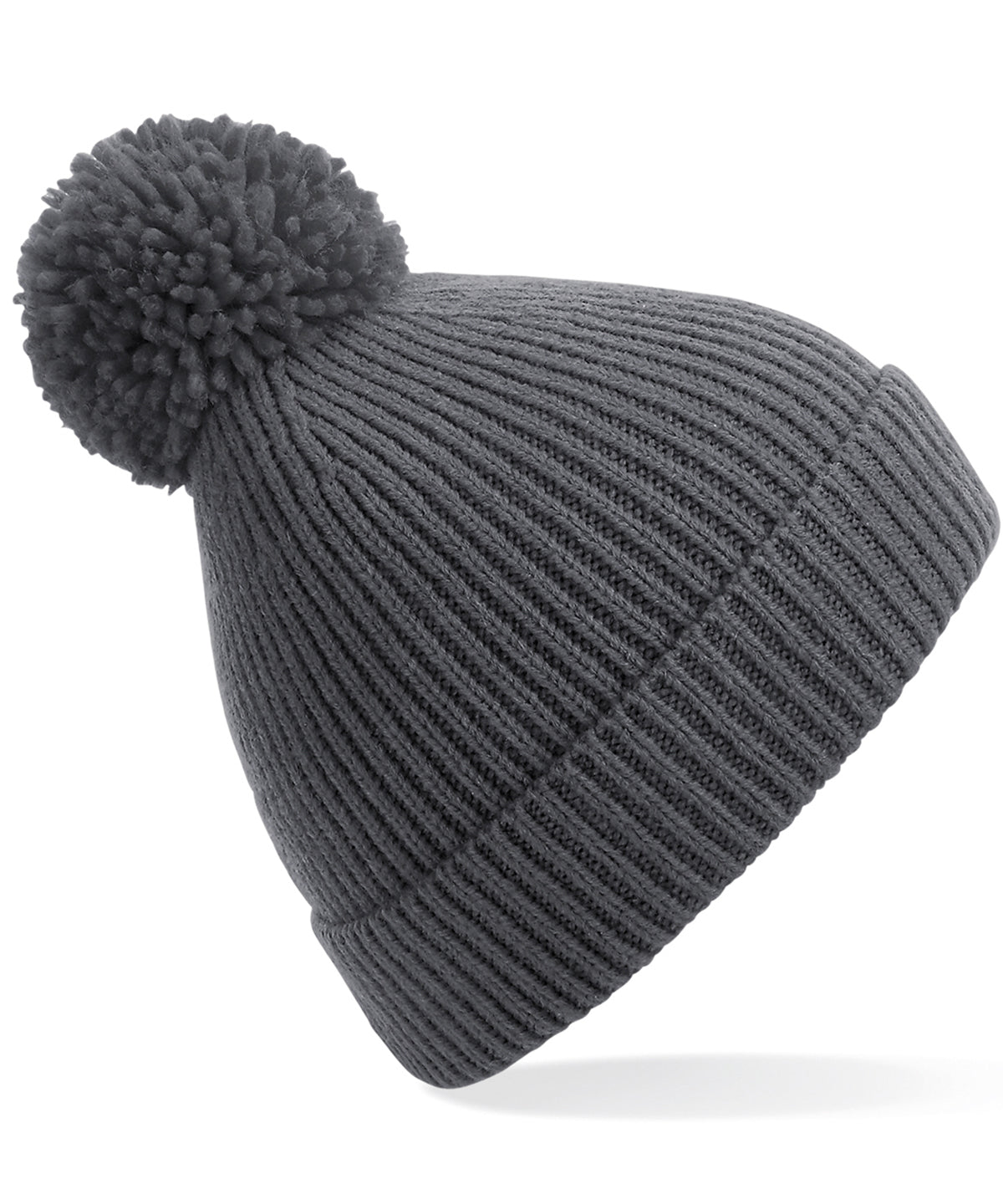 Beechfield Engineered Knit Ribbed Pom Pom Beanie