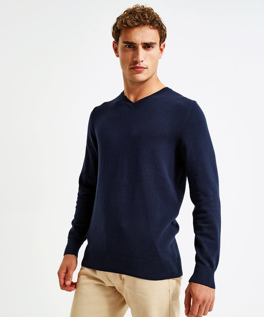 Asquith & Fox Men's Cotton Blend V-neck Sweater