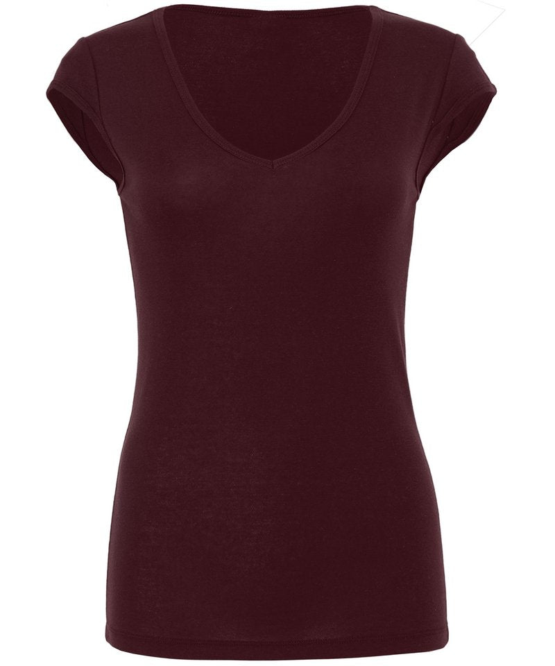 Bella Canvas Sheer Mini Rib V-neck T-shirt