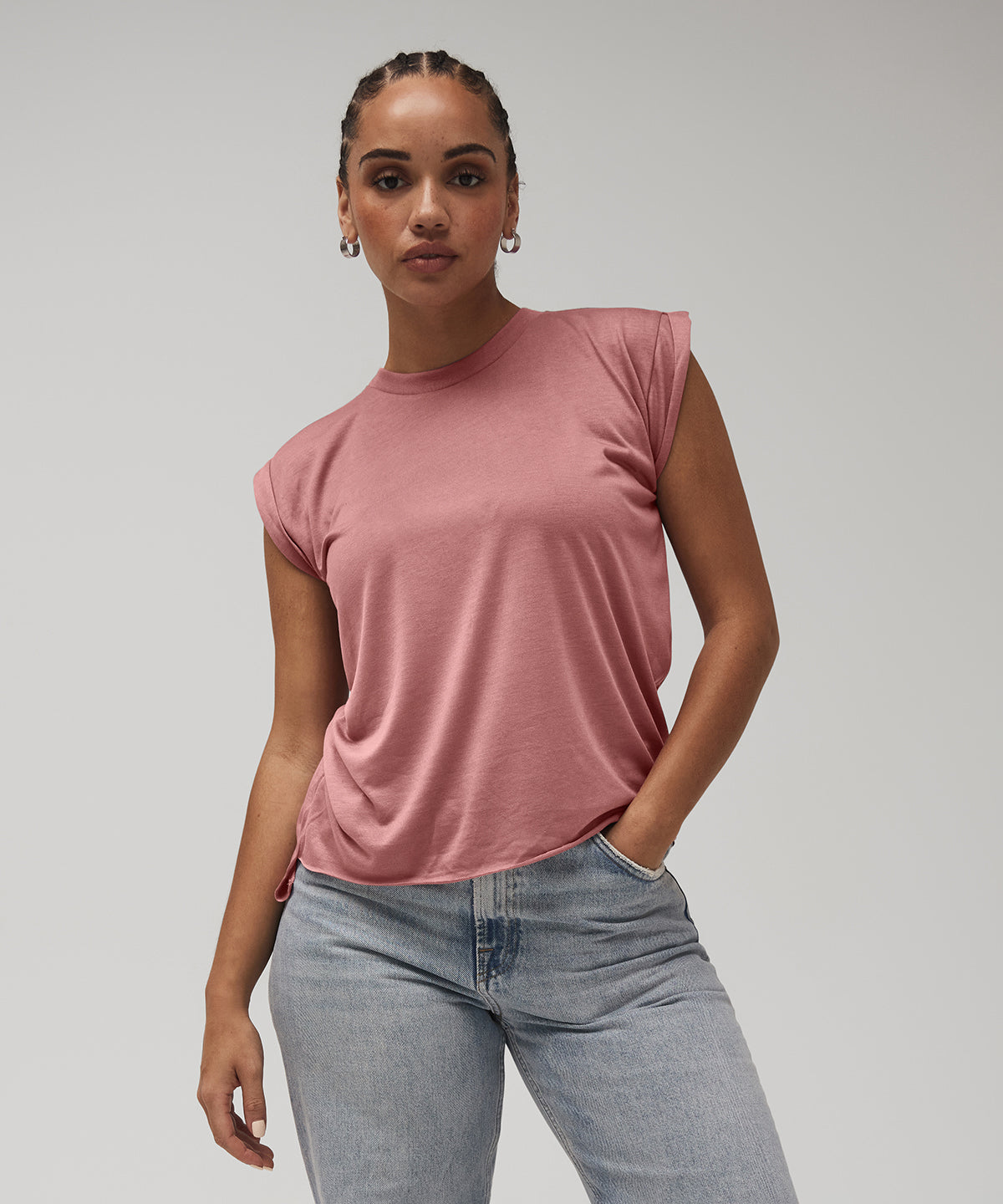 Bella Canvas Women's Flowy Muscle Tee With Rolled Cuff