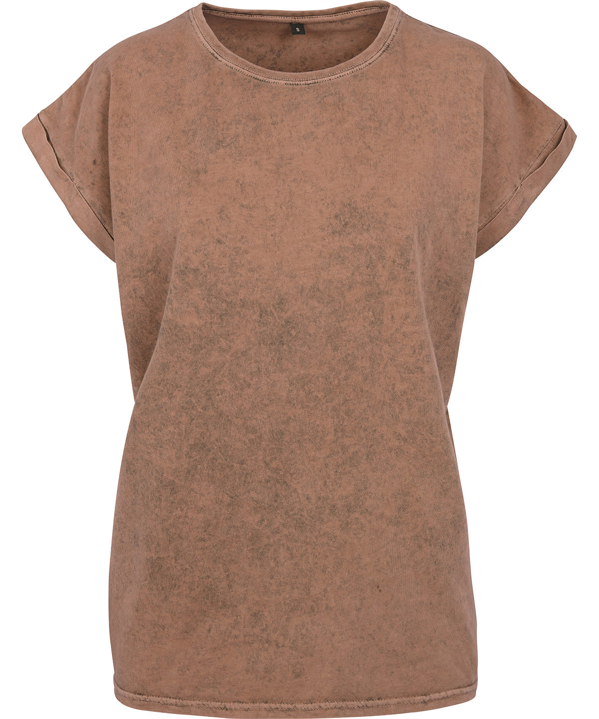 Build Your Brand Women's Acid Washed Extended Shoulder Tee