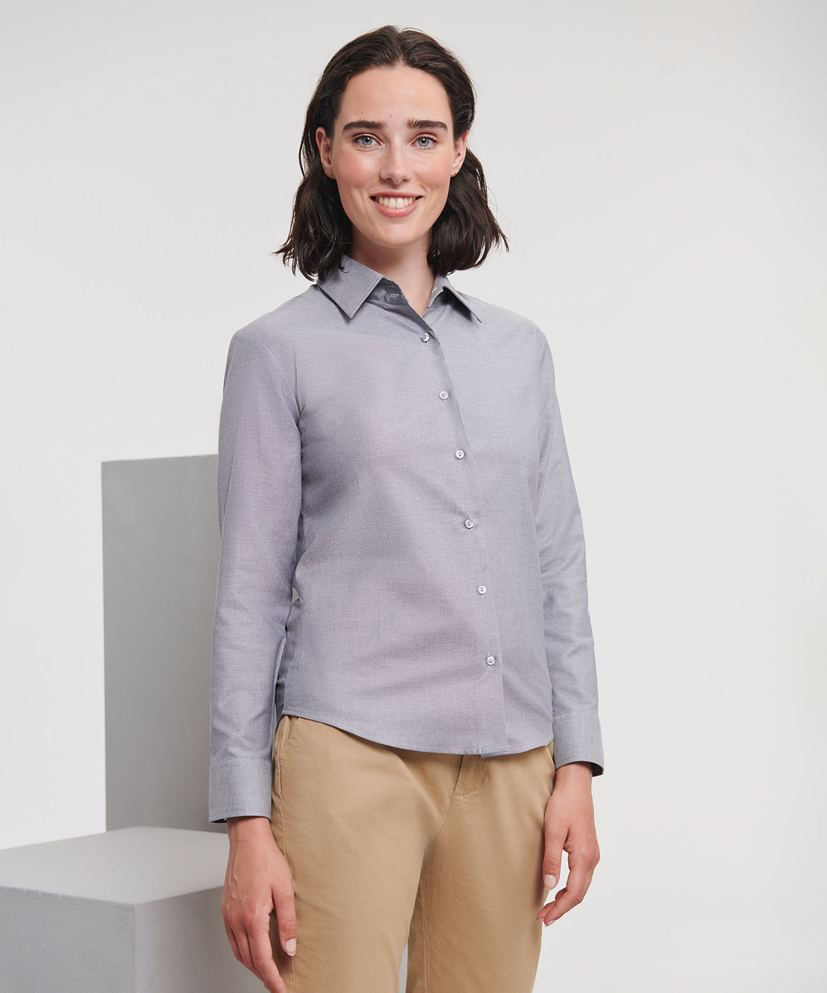 Russell Collection Women's Long Sleeve Easycare Oxford Shirt