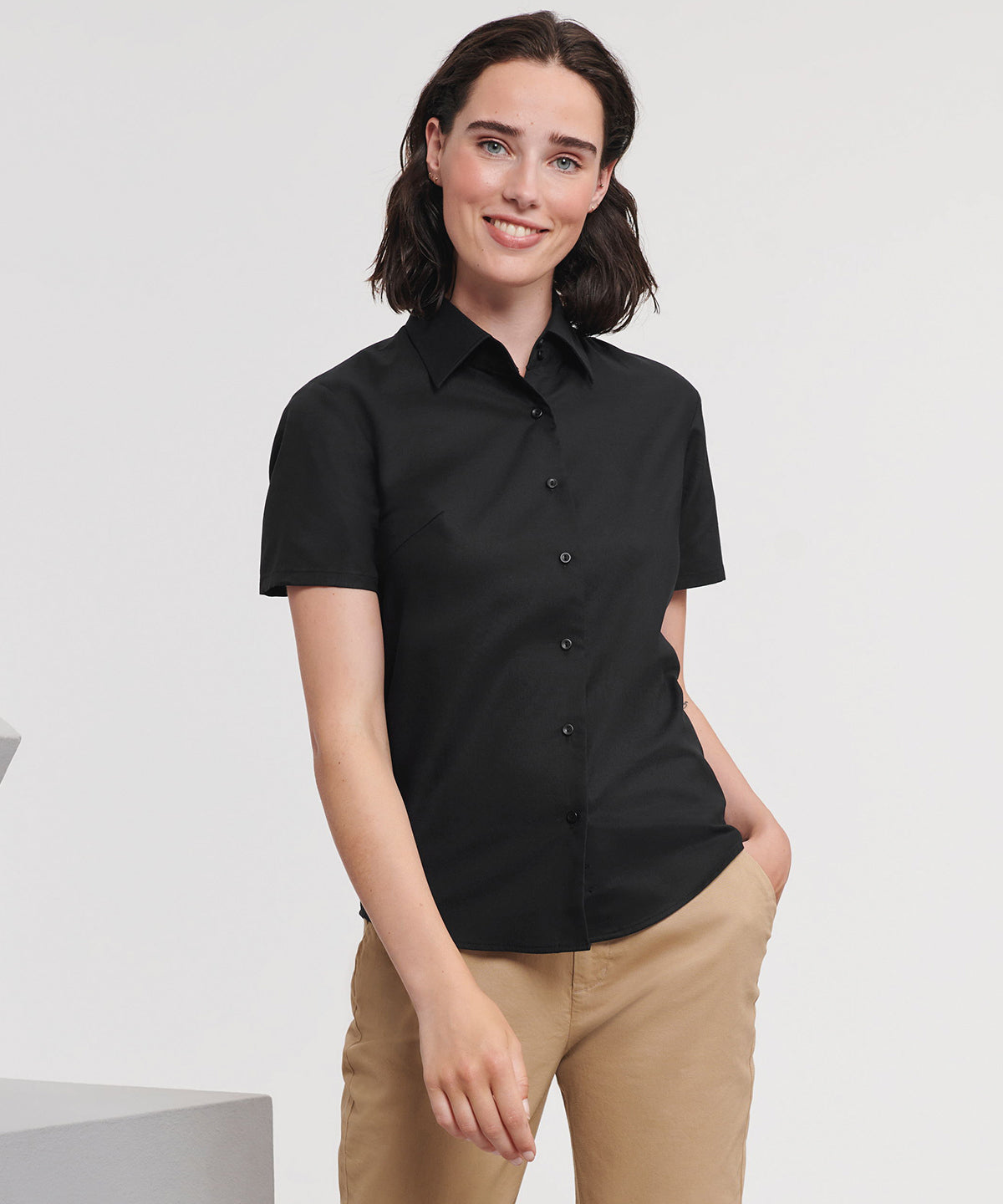 Russell Collection Women's Short Sleeve Oxford Shirt