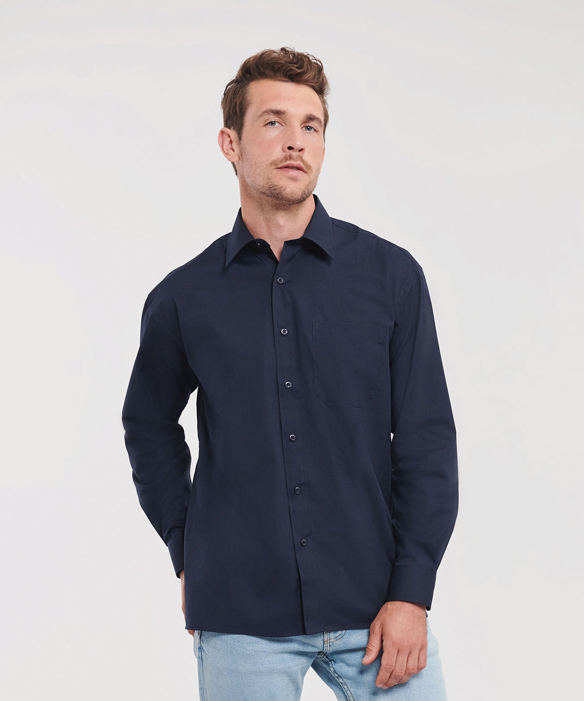 Russell Collection Long Sleeve Polycotton Easycare Poplin Shirt