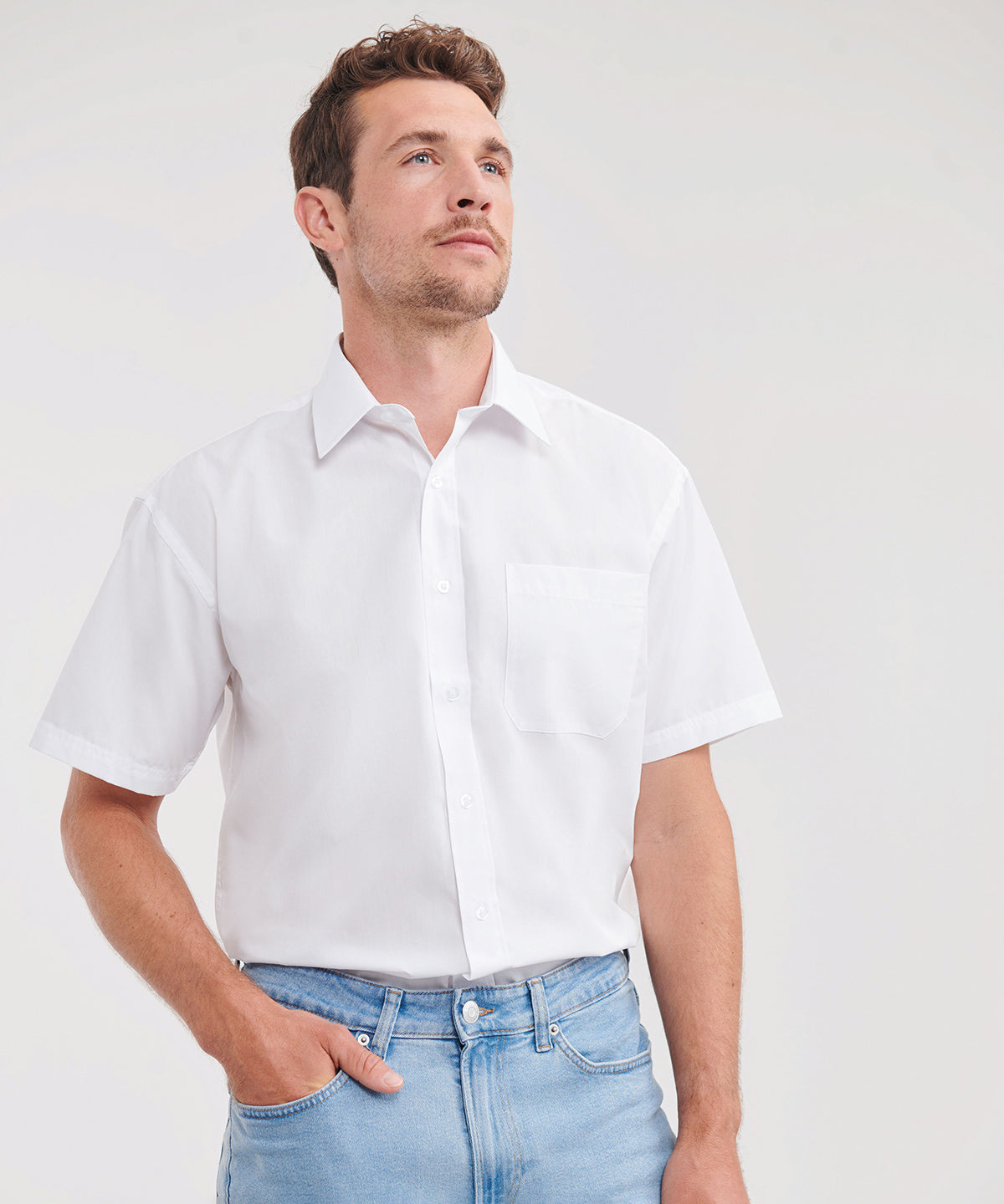 Russell Collection Short Sleeve Polycotton Easycare Poplin Shirt