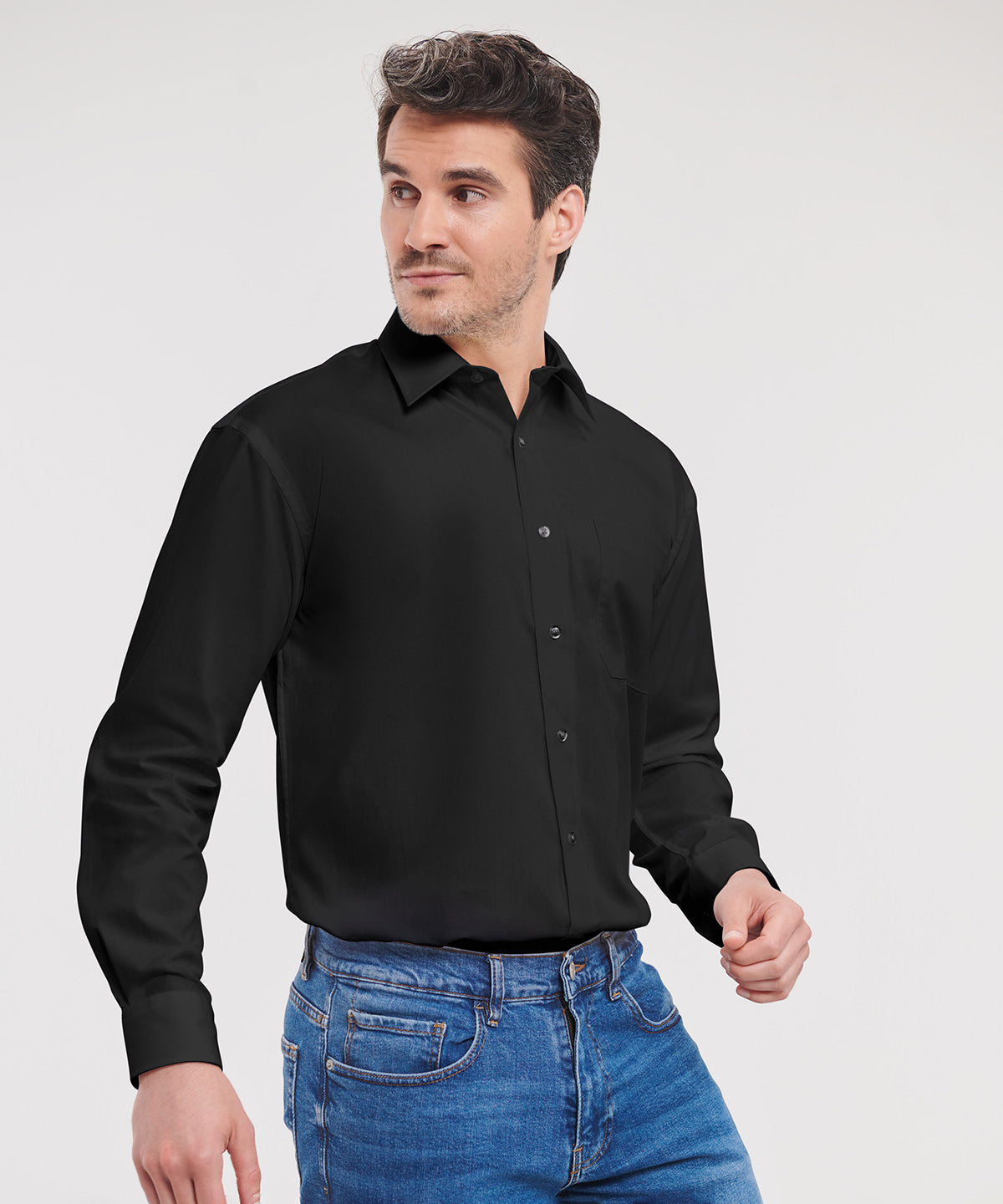 Russell Collection Long Sleeve Pure Cotton Easycare Poplin Shirt