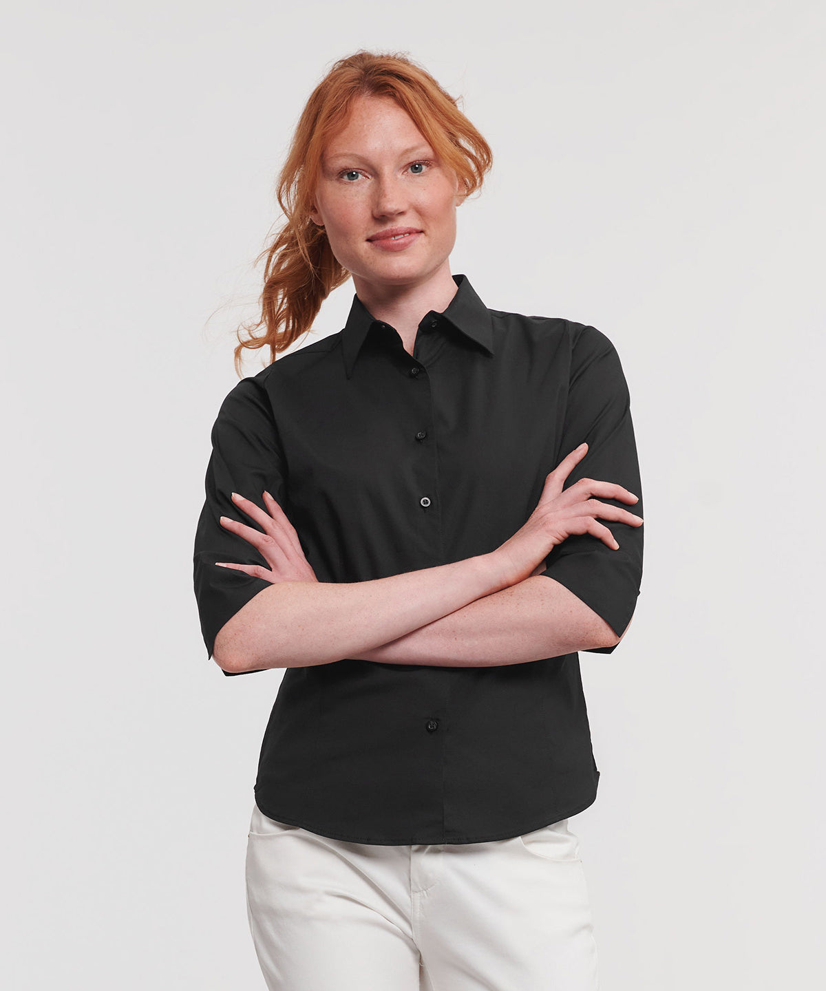 Russell Collection Women's ¾ Sleeve Easycare Fitted Shirt