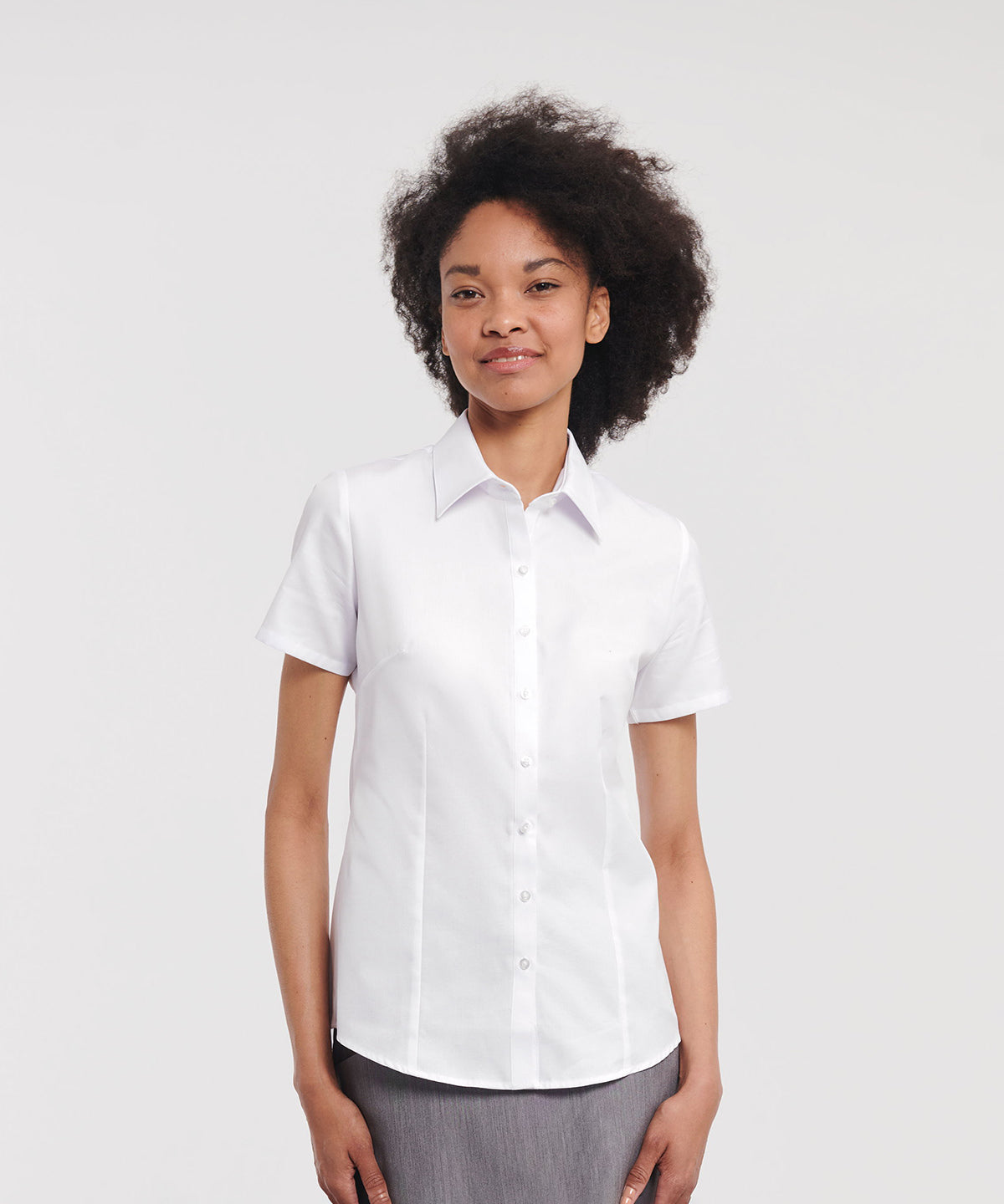 Russell Collection Women's Short Sleeve Herringbone Shirt