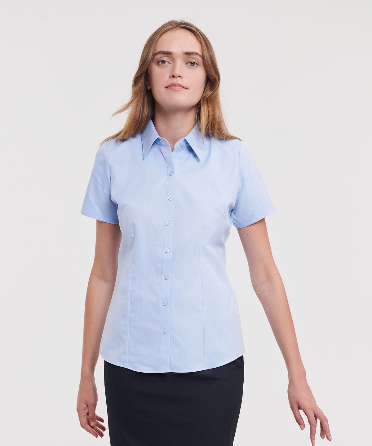 Russell Collection Women's Short Sleeve Herringbone Shirt