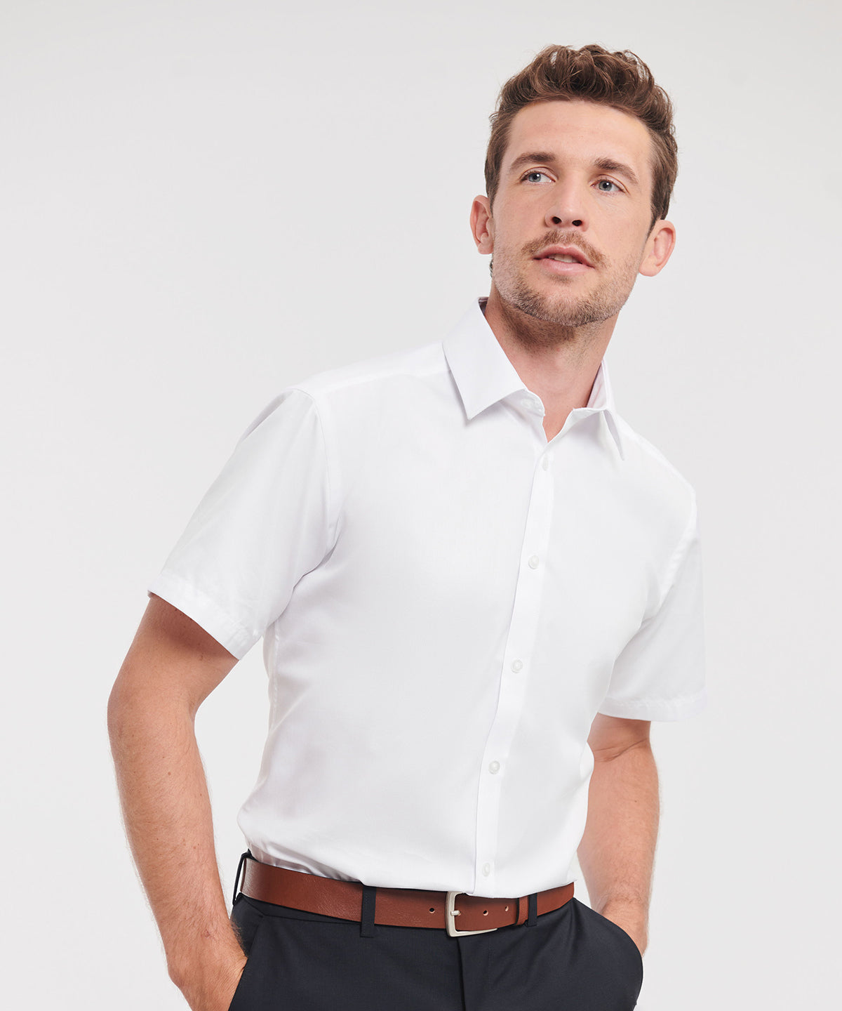 Russell Collection Short Sleeve Herringbone Shirt