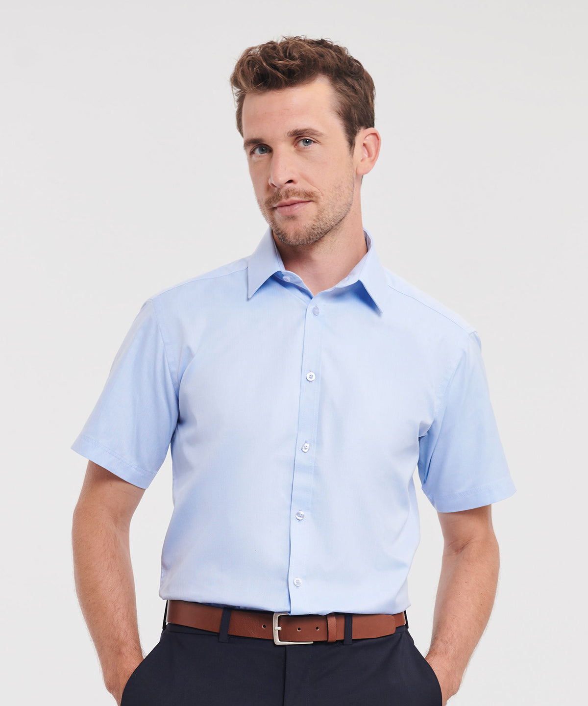 Russell Collection Short Sleeve Herringbone Shirt