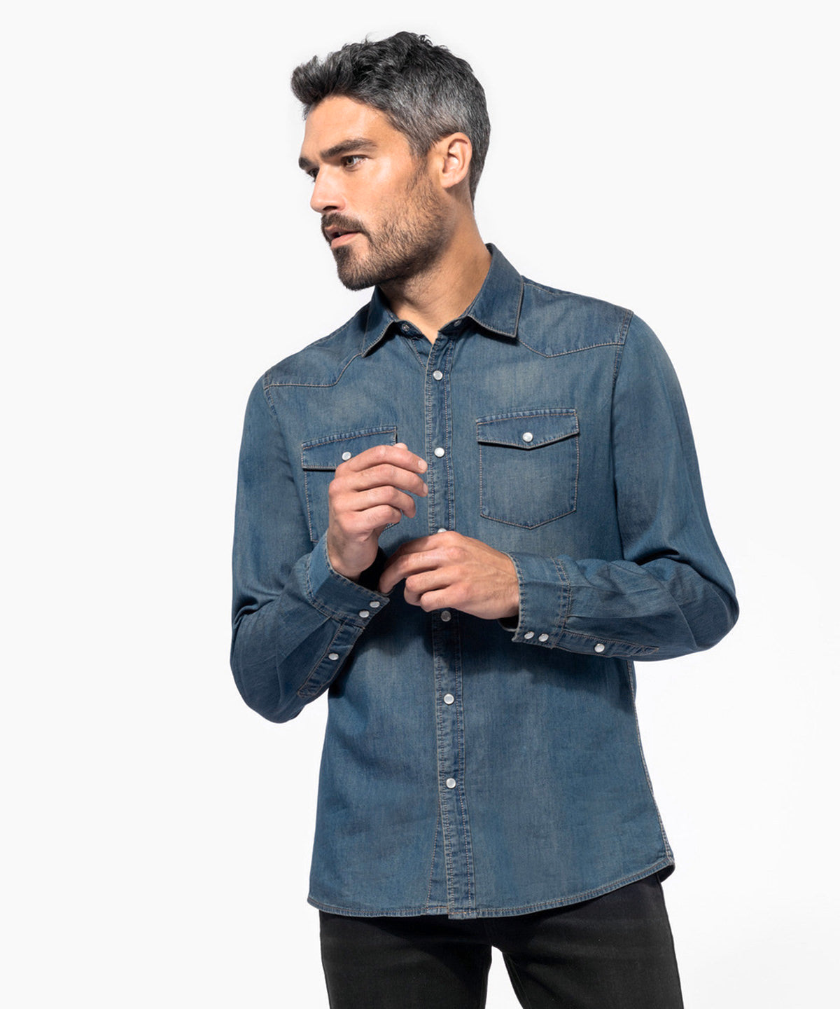 Kariban Men's Long-sleeved Denim Shirt