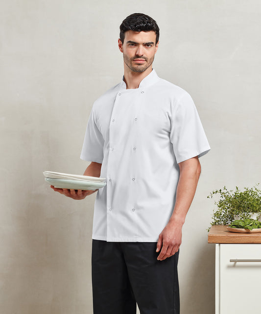 Premier Studded Front Short Sleeve Chef's Jacket