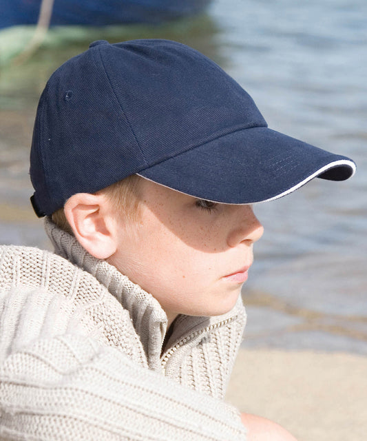 Result Headwear Junior Low-profile Heavy Brushed Cotton Cap With Sandwich Peak