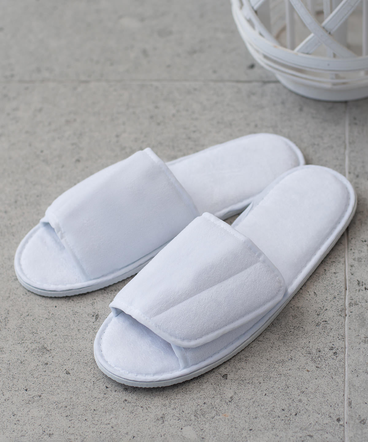 Towel City Open-toe Slippers With Hook And Loop Strap