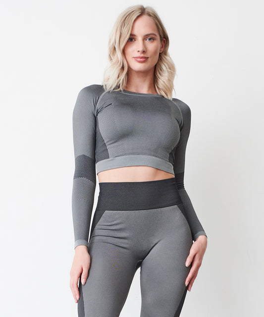 Tombo Women's Seamless Panelled Long Sleeve Crop Top